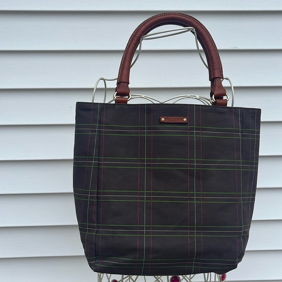 Kate spade beautiful plaid tote with leather handles - Picture 2 of 7